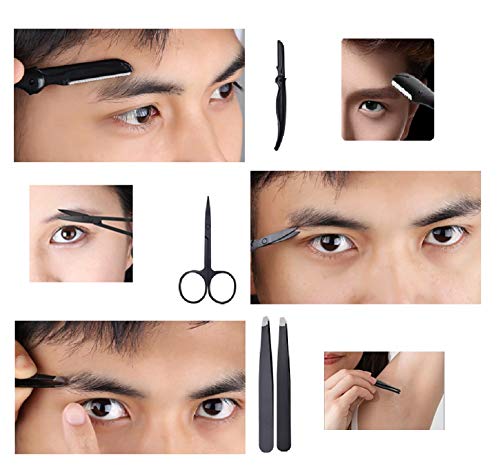 Eyebrow set Eyebrow grooming kit eyebrow brush eyebrow tint kit-Stainless Steel eyebrow kit with Tweezers, Scissors, Brow Groomers & Lash Combs,