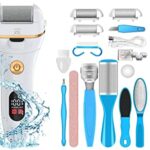 Latest Wizcom Electric Foot File Callus Remover for Dry Dead Skin Waterproof and Rechargeable Professional 10 in 1 Care for Foot (White)