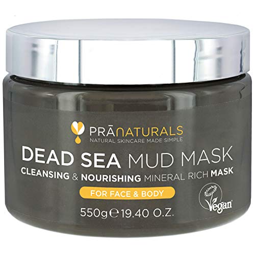PraNaturals Dead Sea Mud Mask 550g Organic, Natural & Vegan, Cruelty-Free Cosmetic - Mineral-Rich, Hydrates, Detoxifies & Deeply Cleanses Skin An