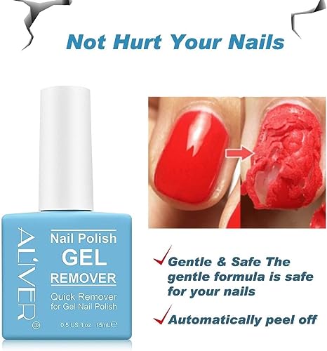 Gel Nail Polish Remover (15ML)- Professional Gel Remover For Nails With Cuticle Pusher, Gel Nail Remover, Remove Gel Polish in 2-3 Minutes, Safe