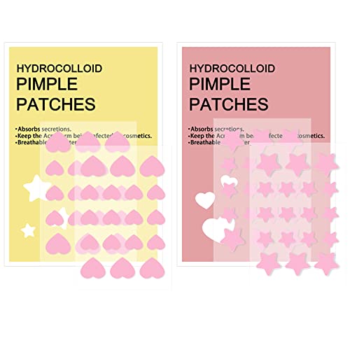 Pimple Patches, Pink Heart & Star Spot Patch Face, Nose, Forehead Fast Absorbing Acne Patch(72 Pcs)