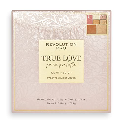Revolution Pro, True Love Eye & Face Palette, Face Blusher/Bronzer/Highlighter, x4 Eyeshadow Pans, 7 Pan Multi-Use Makeup Palette, Matte & Shimme