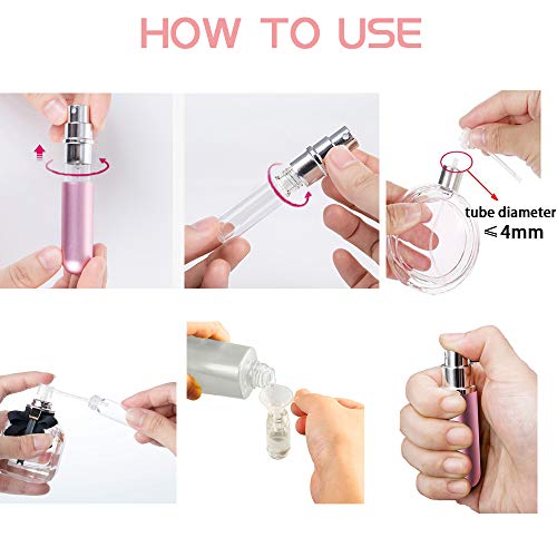ILLUVA Mini Perfume Atomisers Bottles - Refillable Fine Mist Spray Bottles - Portable Travel Atomizer Bottle Set with Funnel and Perfume Diffuser