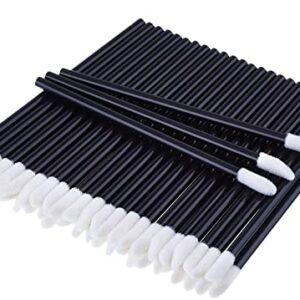 200 Pcs Disposable Lip Brushes Make Up Brush Lipstick Lip Gloss Wans Applicator Tool Makeup Beauty Tool Kits (Black)