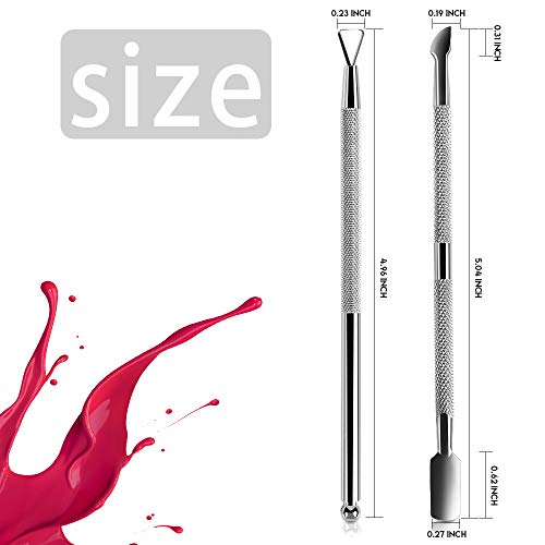 FANDAMEI Nail Gel Polish Remover Tool - Cuticle Pusher + Cuticle Peeler, Double-ended Nail Pusher Spoon Tool and Triangle Cuticle Peeler Scraper