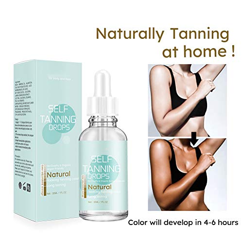 Self Tanning Drops with Organic & Natural Ingredients, Tanning Lotion without UV Damage, Sunless Tanning Lotion for Darker Bronzer Skin, Self Tan