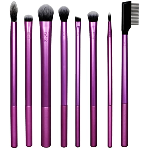 REAL TECHNIQUES Everyday Eye Essentials Eyeshadow Brush Set, No Colour, 8 Count (Pack of 1)