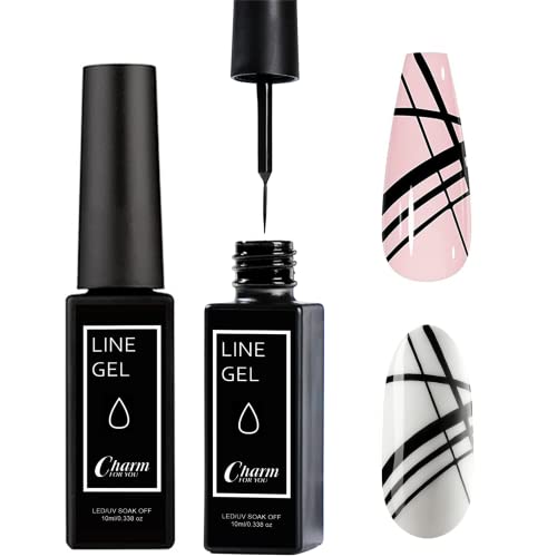 Gel Nail Polish Liner White Nail Gel Polish 10ml Nail Liner Painted Gel Polish Thin Brush For French Tip Manicure Nail Art Soak Off UV/LED for Pa
