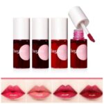 4 Colors Lip Tint Stain Set, Velvet Lip Tint Watery Lip Stain, Moisturizing Waterproof Long Wear Lipstick Set, Natural Matte Lip Tint Stain Lip C