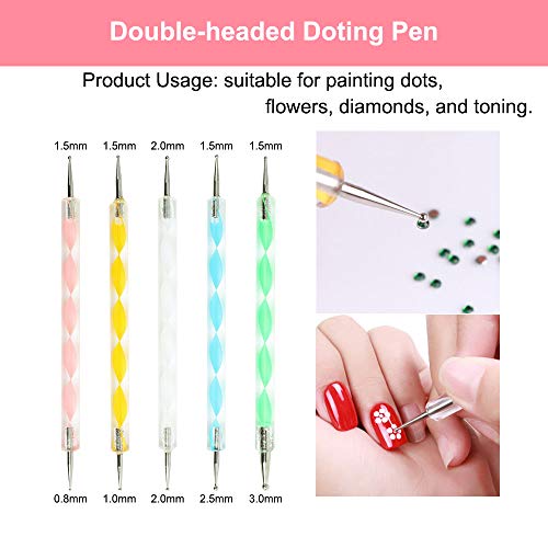 Nail Art Kit, WOVTE 60Pcs Nail Design Tools with 15pcs Nail Art Brushes, Nail Dotting Tool, Nail Foil, Nail Striping Tapes , Rhinestones Crystals