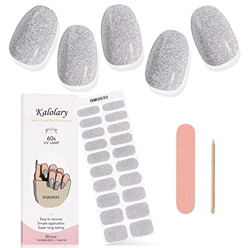 Kalolary Gel Nail Polish Strips, Semi Cured Nail Gel Art Sticker Waterproof Full Nail Wraps Decal Sets with Nail File and Stick for Women Girls N