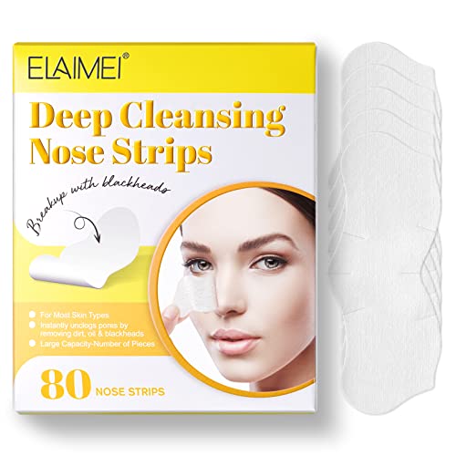 Bieyoc Blackhead Remover Strips(80pcs), Nose Pore Strips for Blackheads Remover, Skincare & Deep Cleansing Nose Strips Blackhead Remover, White,