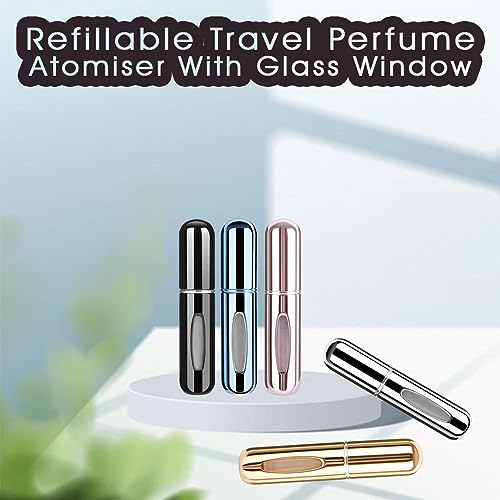 Rosiya Perfume Atomiser pack of 5pcs Perfume Travel Bottle, 5ML Refillable Perfume Spray Bottle Easy to Refill Empty Atomiser Bottle for Purse, H
