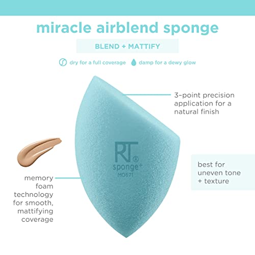 REAL TECHNIQUES New Miracle Airblend Sponge for Foundation - Matt Finish (1 Pack)