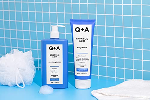 Q+A Salicylic Acid Smoothing Lotion for Effective Targeted Body Care, a BHA that exfoliates the skin, combats 'backne' and unwanted texture, prom