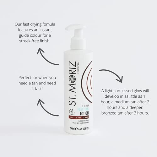 St Moriz Original l Instant 1 Hour Fast Tan Lotion | Develops in 1-3 Hours | Express Vegan Fake Tan Body Lotion | Light to Dark | Dermatologicall