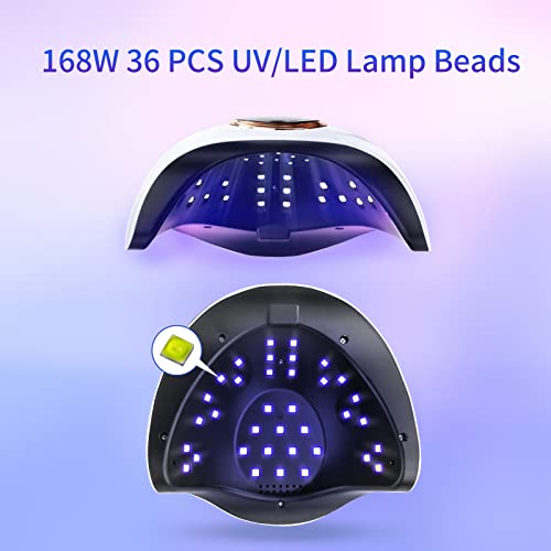 Canvalite UV Nail Lamp 168W Faster Gel Nail Lamp Professional Nail Dryer with Automatic Sensor /4 Timer Settings/LCD Display for Gel Nails Polish