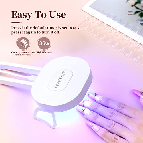 Saviland Mini Nail Lamp - 36W Portable Handheld Mini U V/LED Nail Light for Gel Nails Curing All Soak-Off U V Folding Stand Nail Dryer Easy to Us