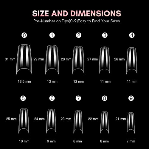 Makartt French Nail Tips, 500pcs Half Cover False Nail Tips, False Nails, Fake Nails, Press on Nails, Acrylic Nail Tips, Nail Tips for Acrylic Ex