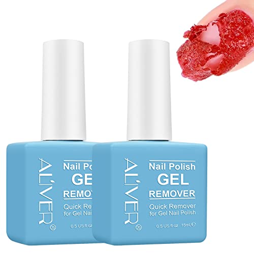 2 Pack Gel Nail Polish Remover, Gel Polish Remover in 3-5 Minutes Easily Removes Soak-Off Gel Nail Polish, Quick & Easy Soak Off Gel Polish No Ne