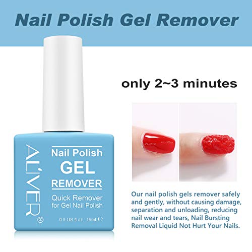 HUALIJIA Gel Nail Polish Remover, Magic Gel Polish Remover, Gel Nail Remover - Quickly & Easily Removes Gel Polishes Within 2-4 Minutes, 15ML, Bl