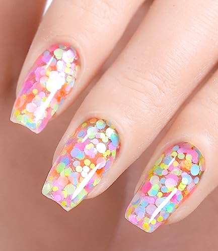 DouborQ Glitter nail polish Multicolor Translucent Long-lasting Sequins Nail Art Varnish