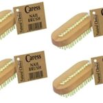 4 x Wooden Nail Brushes, Hygienic Double Sided Hand And Nail Cleaning Brush, Scrubbing Brush To Clean Under Nail Dirt Grime And Grease, Firm Stro