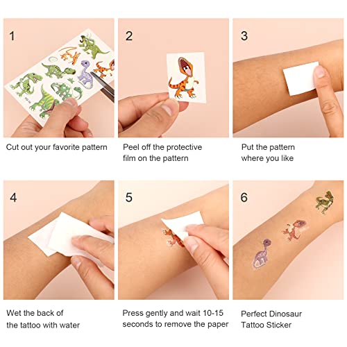SAVITA 20 Sheets Kids Temporary Tattoos, Luminous Dinosaur Tattoo Stickers Waterproof Cartoon Fake Tattoos for Kids Toddlers Boys Dinosaur Birthd