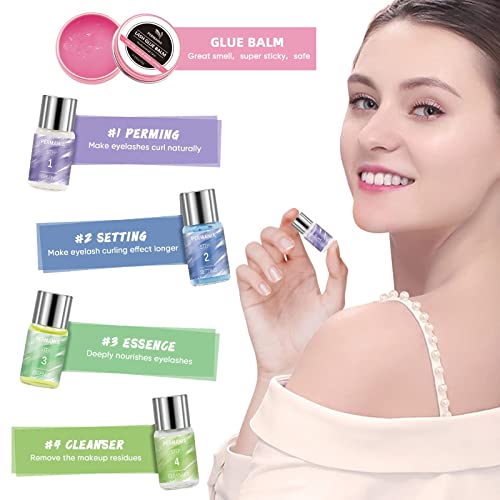 PERMANIA Lash Lift Kit and Brow Lamination Kit, Rose Flavor Lash Lift Glue Balm, 3 pairs of Eye Pads, 2023 Spring New Combination, Exquisite Pack