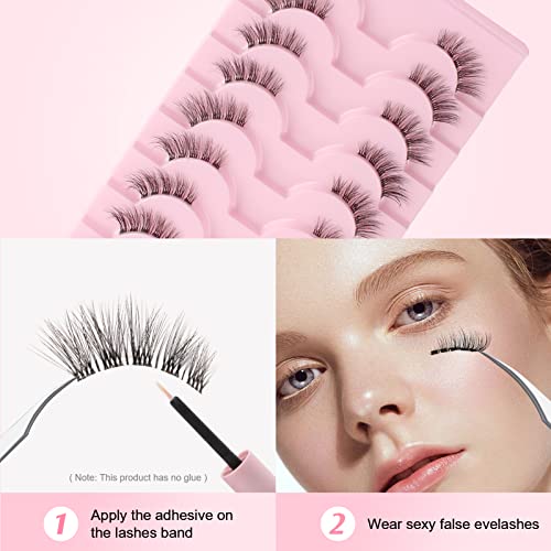 Parriparri Eyelashes with Clear Band Half Lashes Natural Look 10 Pairs Volume Cat Eye Lashes Fluffy Wispy Demi False Eylashes Corner Fake Lashes