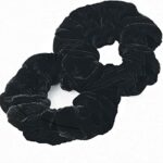 AADYA® Pair of Extra Large (15CM) Velvet Hair SCRUNCHIES Elastic Scrunchy Hair BOBBLES (Black)