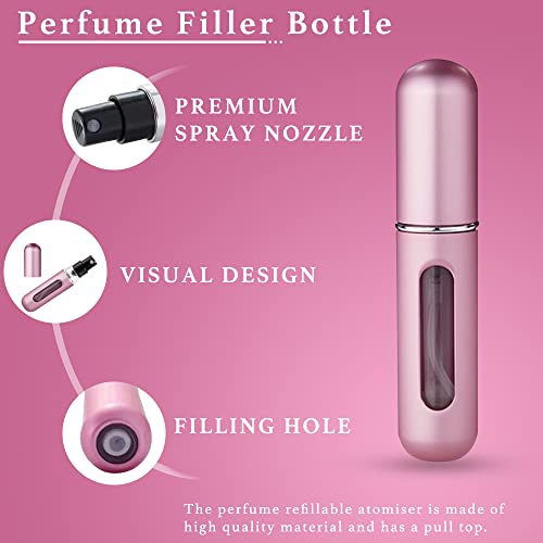 RYNAQS Perfume Atomiser 5ml Refillable Travel Perfume Bottles Atomizer Mini Atomiser Empty Fragrance Spray Bottle Container Portable Travel Acces