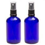 Aura 100ml Blue Glass Bottles with Black ATOMISER Sprays - Pack of 2