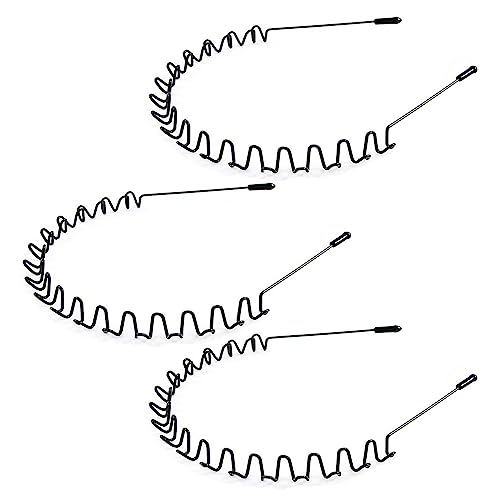 Hair Bands for Men, Non-Slip Sports Fashion Headband, Mens Metal Hair Band, Hair Hoop for Outdoor Sports, Weddings, Daily Wear (3 Pieces)