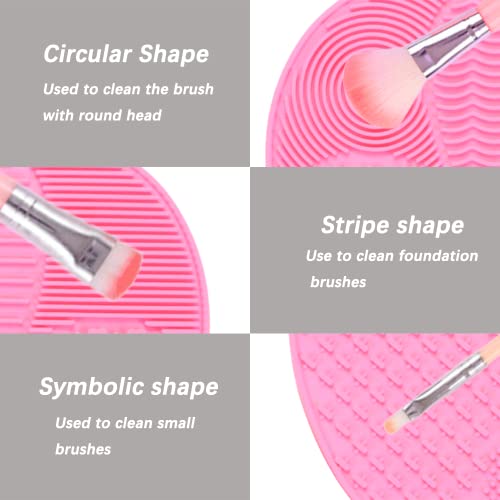 Lmyzcbzl Makeup Brush Cleaning Mat, Silicone Cleaning Mat, Silicone Makeup Brush Cleaning Mat, Portable Makeup Brush Cleaning Pad, Washing Tool f