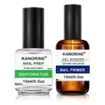 Kanorine Nail Primer & Nail Prep Dehydrate Set Gel Nail Polish Bonding Helper Dehydrator & Bond Primer, Nail Protein Bond, Superior Bonding Prime