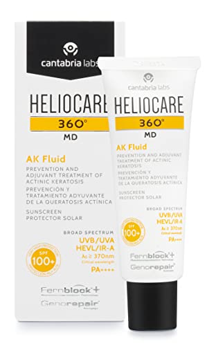 Heliocare 360° AK Fluid, Sunscreen, SPF100 Full Spectrum Protection, Made for Sensitive Skin including Actinic Keratosis, 50ml
