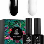 Beetles Gel Nail Polishes- 2 Pcs 15ml Black White Colors Gel Polish Set Soak Off Nail Lamp Nail Gel Polish Nail Art Manicure Salon DIY Nail Polis