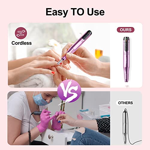 Nail Drill Cordless Portable, Electric Nail Files with 45 Kits, Manicure and Pedicure Set, Professional E File for Acrylic Gel Nails, Cuticles Ha