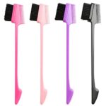 Hair Edge Control Brush，4 Pieces Double Sided Edge Control Hair Brush Tool Smooth Comb Grooming for Eyelash Combs Hairstyling Eyebrow Brushes