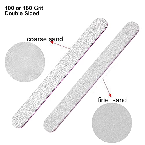 Rnitle 5 Pack Professional Nail Files,Double Sided Emery Board 100/180 Grit,Nail Files for Natural Nails,Nail Styling Tools Pet Grooming Tools fo