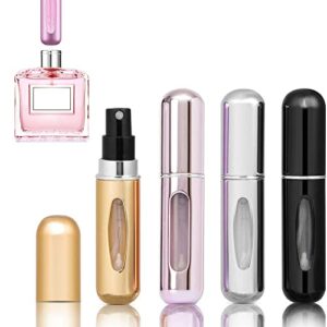 4PCS 5ml Perfume Atomiser Refillable Bottles Portable Mini Spray Travel Bottle Easy to Refill Empty Atomizer Bottle for Purse Handbag Pocket Lugg