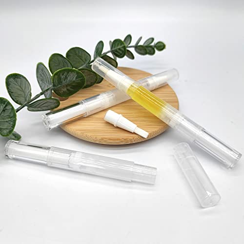 6pcs 3ml Empty Cuticle Oil Pen with 3pcs Pipettes Transparent Twist Pens Nail Oil Pen with Brush Tip Cosmetic Container Applicators for Homemade