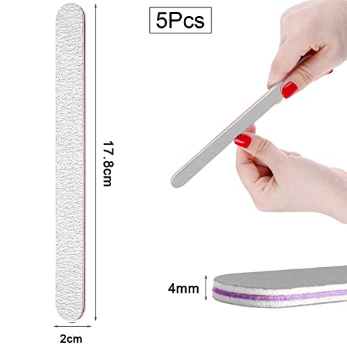 Rnitle 5 Pack Professional Nail Files,Double Sided Emery Board 100/180 Grit,Nail Files for Natural Nails,Nail Styling Tools Pet Grooming Tools fo
