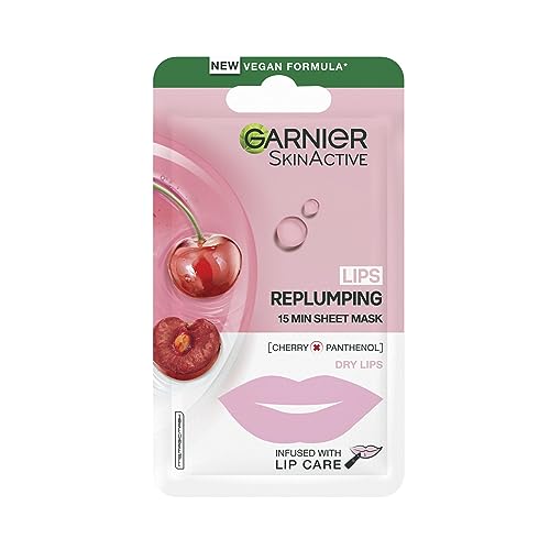 Garnier SkinActive Moisture Bomb Cherry Lip Mask, Enriched With Cherry & Panthenol, Lip Mask For Dry Lips, Nourish & Smooth Lips In 15 Minutes, V