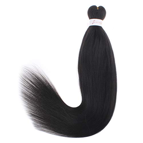 Leeven 3 Packs Pre Stretched Braiding Hair Extension Yaki Texture EZ Braids Hair for Coi Leray Braids Black Braiding Crochet Hair Extensions /30