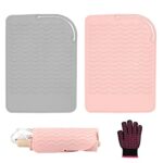 2 PCS Heat Mat for Hair Straighteners, Silicone Heat Resistant Mat for Curling Irons, Heat Proof Protection Mat for Travel Home Salon Flat Iron H