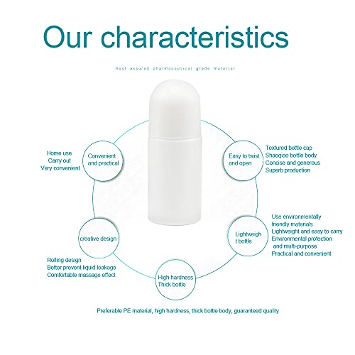 DASNTERED Roll On Bottle, Portable 4pcs 50ml Empty Refillable Lip Balms Essential Oil Roll On Bottle, Leak-Proof DIY Deodorant Containers For Sun