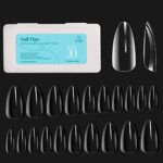 Beetles Gel Nail Tips Kit 500Pcs Clear Full Cover Medium Almond Pre-shaped False Nails for Gel Polish, Soak Off Easy Nail Extensions Acrylic Nail