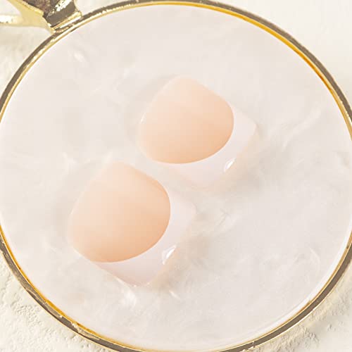 24pcs French False Toenails Tips Stick on Toenails Natural Press on Toenails Nude Short Fake Toe Nails for Women ToeNail Decorations (White)